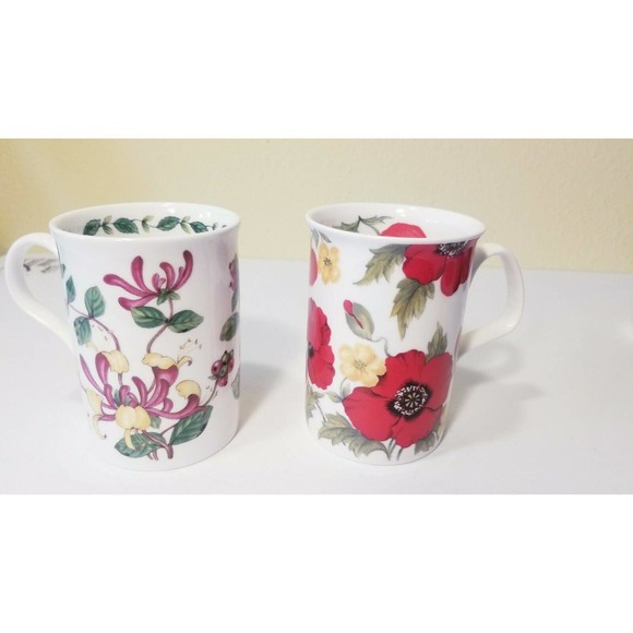 2 FINE BONE CHINA mugs MADE IN ENGLAND by Roy Kirkham and Crown Trend NR Mint - Picture 4 of 12